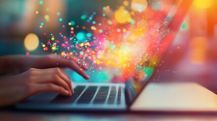 Colorful Creativity Bursting from Laptop