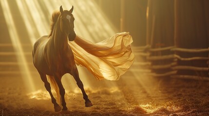 Wall Mural - Horse Running in Golden Light