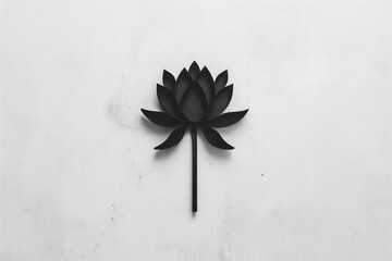 Wall Mural - minimalistic logo emblem symbol with a silhouette black lotus flower on a white background


