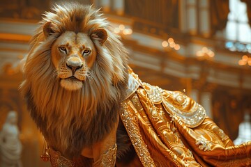 Poster - Majestic Lion in Golden Attire