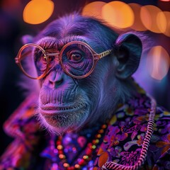 Sticker - Chimpanzee in Fashionable Glasses