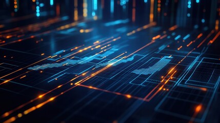 Wall Mural - 2D animation of a financial grid with intersecting lines and data points, continuously evolving to reflect changes in market trends, suitable as a background for finance-related overlays