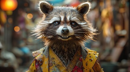 Wall Mural - Raccoon Character in a Movie Setting