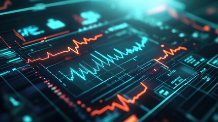 Poster - A 2D loop of animated charts and graphs showing fluctuating medical data, with dynamic transitions and clean lines, providing a sleek and informative background for healthcare-related content