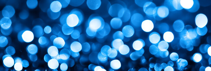 Sticker - Elegant abstract background with deep blue blur bokeh lights gradually fading into dark tones for a serene effect 