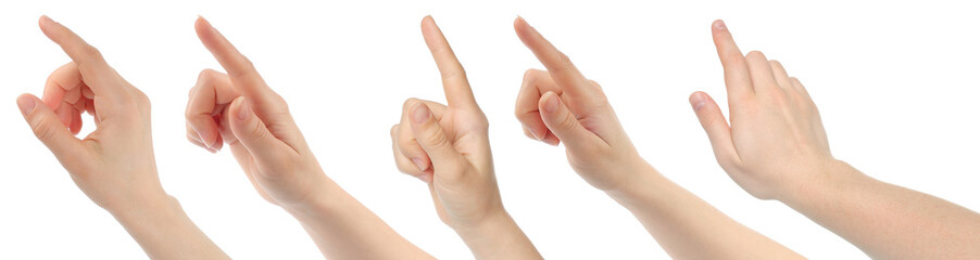 Set of Hands with touching gestures, isolated on transparent background