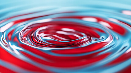 Poster - Macro shot of swirling liquid waves in scarlet and azure creating a vibrant collision 