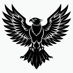 Wall Mural - Eagle silhouette vector illustration, bird icon tattoo