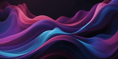 Vibrant abstract waves of purple, pink, and blue colors flowing across a dark background.