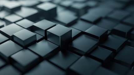 Poster - a 3D grid of cubes with shifting perspectives, a sense of depth and motion