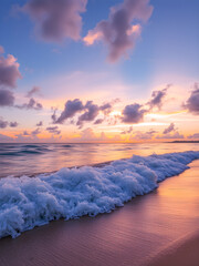 Wall Mural - summer closeup sunset sea sky landscape. colorful ocean beach sunrise. beautiful beach reflections c