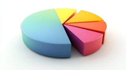 Poster - a 3d pie chart on a white background, with one segment slightly pulled out to emphasize a specific d