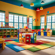 © msdesign_club - Modern daycare empty nursery or preschool spacious interiors, classroom by ai generated