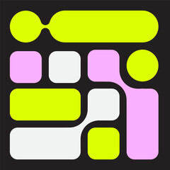 Y2K Trendy Geometry Futuristic shapes. Naive Design elements, Simple bento design. Label pack. Brutalism style. Web frame set, blocks, grid concept. layout. Ui template. Web comics grids, connection