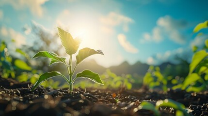 Wall Mural - A small plant is growing in the dirt