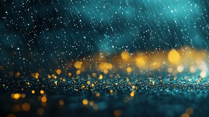 Rain falling gently against a dark background, with droplets forming patterns as they land, a soothing and serene ambiance