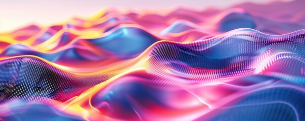 Sticker - Holo abstract 3D wave with dynamic colors, 4K hyperrealistic photo