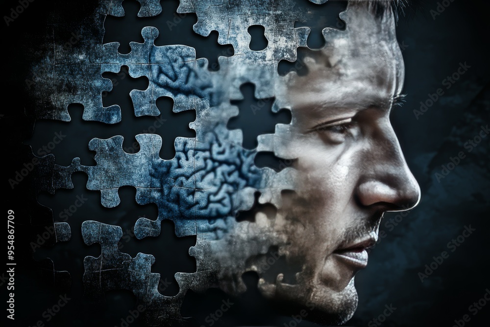 LTD Neural circuitry of love Portrait of a man with puzzle pieces ...