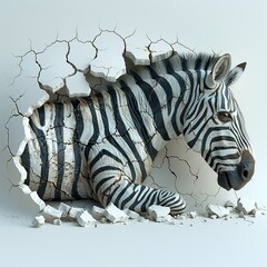 Poster - Zebra Breaking Through Wall