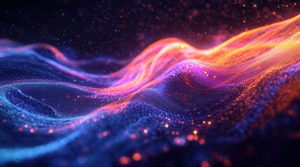 Abstract Colorful Glittering Wave Background - 3D Rendered Digital Art.