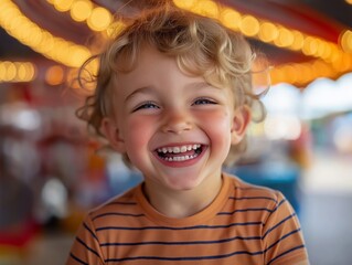 Wall Mural - Children laughing and enjoying games at a family-friendly Oktoberfest event, bright colors and joyful expressions