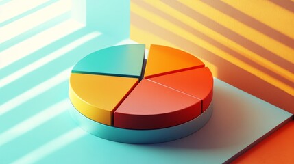 Aufkleber - A creative pie chart design with animated segments and dynamic colors, set against a clean, modern background for visual impact.