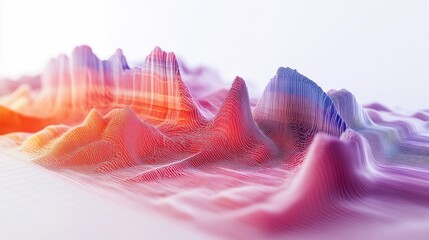 Poster - A detailed 3D area chart with overlapping layers and transparent fills, providing a clear view of data trends and comparisons in three dimensions.