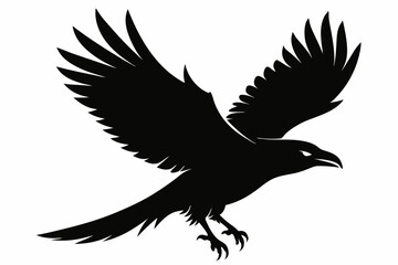 Wall Mural - Raven silhouette vector art. Crow bird icon illustration