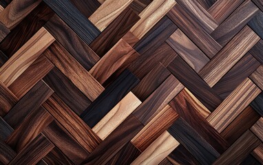 Wall Mural - Seamless Dark Wood Herringbone Pattern Texture Background