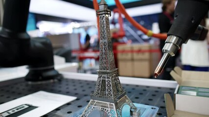 Wall Mural - Creating a Beautiful 3D Printed Miniature Model of the Eiffel Tower Architecture. Media