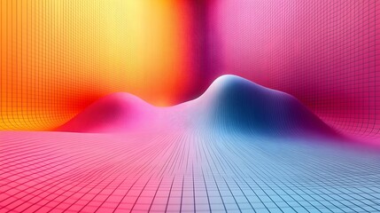 Poster - A Vibrant Tertiary Color Grid Pattern Forming a Modern Structured Poster Design