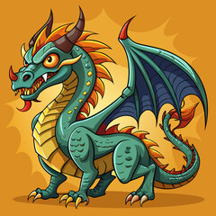 Wall Mural - cartoon vector illustration of dragon