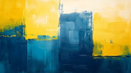 Poster - Harmonious Abstract Modern Design with Vibrant Blue and Yellow Tones