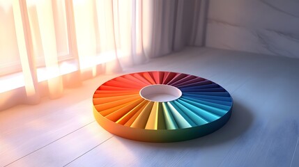 Poster - Minimalist 3D Rendered Color Wheel with Clean Geometric Shapes and Elegant Gradient