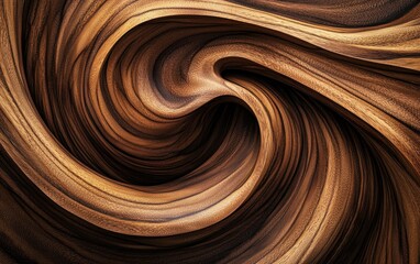 Wall Mural - Abstract Swirling Wood Grain Texture Background - Natural Brown and Black Pattern