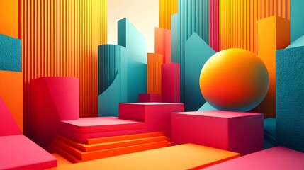 Poster - Overlapping Geometric Shapes in Tertiary Color Poster Design