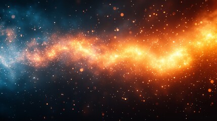 Wall Mural - A vibrant cosmic scene depicting swirling colors of orange and blue, representing the beauty of the universe.