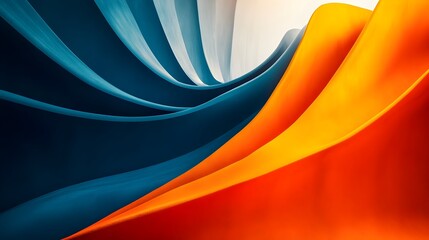 Poster - Striking Contrast of Warm Oranges and Cool Blues in Bold Modern Abstract Design