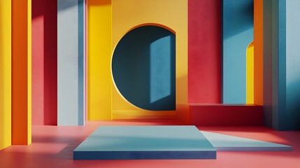 Poster - Stylish Geometric Composition with Secondary Color Shapes
