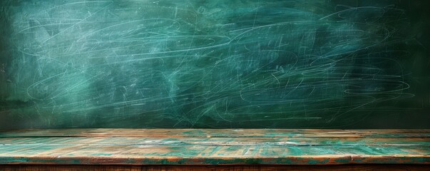 Empty green chalkboard with a clean surface, ideal for educational concepts. Free copy space for text.