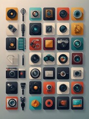 Wall Mural - Modern flat design icons for web and graphic design, minimalist style.