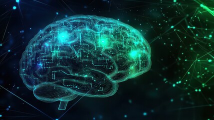 Poster - Abstract Digital Brain with Circuitry and Network Connections - Artificial Intelligence Concept