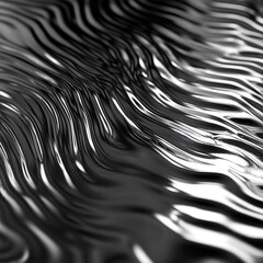 Wall Mural - Abstract Black and White Liquid Texture with Wavy Lines.