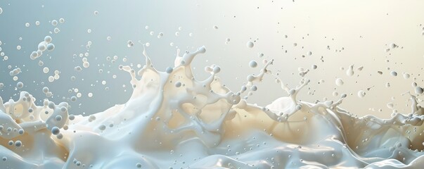 Wall Mural - Artistic illustration of flowing blue and white waves resembling ocean foam. Free copy space for text.