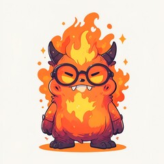 Sticker - Fiery Monster with Glasses