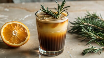 Poster -  iced coffee mixed with orange juice