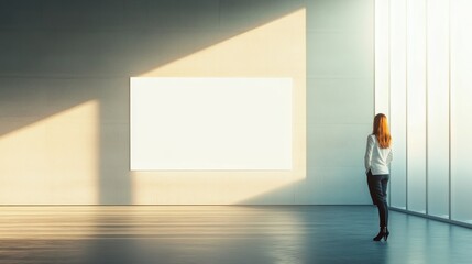 Wall Mural - Businesswoman Delivering Professional Presentation in Modern Conference Room