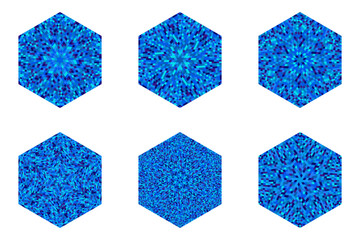Poster - Abstract isolated mosaic ornament hexagon symbol set - hexagonal  ornamental vector element
