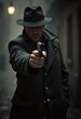 © Giuseppe Cammino - A noir dramatic scene of a detective pointing his gun at the viewer