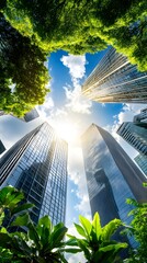 Sticker - Skyscrapers Surrounded by Green Trees.